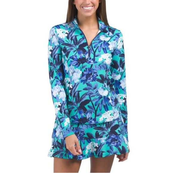 TOMMY BAHAMA Active Long Sleeve 1/4 Zip TOP Size XS Tropical Floral Golf Tennis - Picture 1 of 9